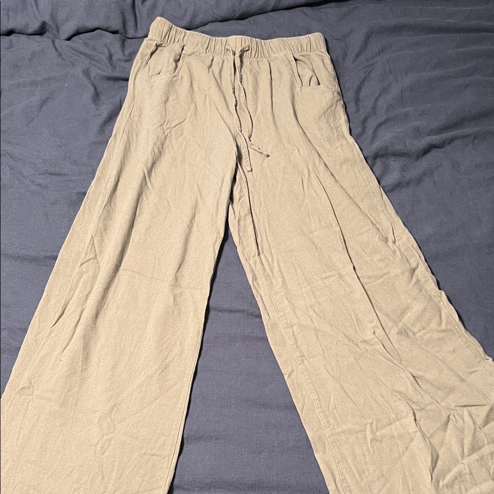 Rewash Women's Wide Leg Tan Pants